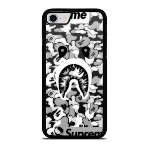 BAPE SHARK LOGO SUPREME BLACK WHITE iPhone SE 2022 Case Cover
