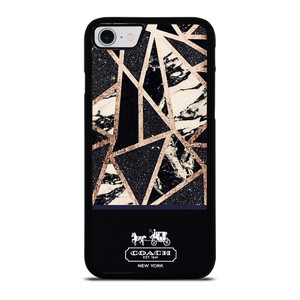 COACH NEW YORK GOLD BLACK TEXTURE iPhone SE 2022 Case Cover