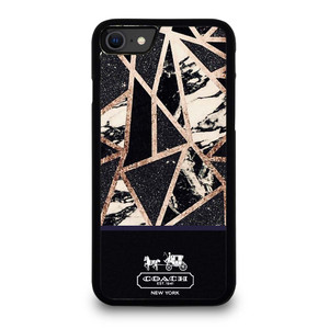 COACH NEW YORK GOLD BLACK TEXTURE iPhone SE 2020 Case Cover