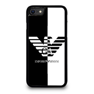EMPORIO ARMANI WHITE BLACK iPhone SE 2020 Case Cover EMPORIO ARMANI WHITE BLACK iPhone SE 2020 Case Cover