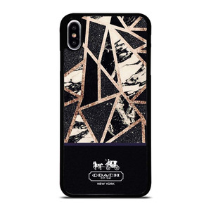 COACH NEW YORK GOLD BLACK TEXTURE iPhone XS Max Case Cover