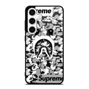 BAPE SHARK LOGO SUPREME BLACK WHITE Samsung Galaxy S24 Case Cover