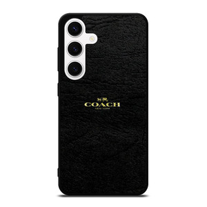 COACH NEW YORK BLACK LEATHER Samsung Galaxy S24 Case Cover