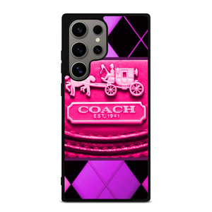 COACH NEW YORK PURPLE PINK LOGO Samsung Galaxy S24 Ultra Case Cover