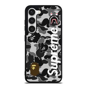 BAPE CAMO SHARK LOGO X SUPREME Samsung Galaxy S23 Case Cover