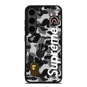 BAPE CAMO SHARK LOGO X SUPREME Samsung Galaxy S23 Plus Case Cover