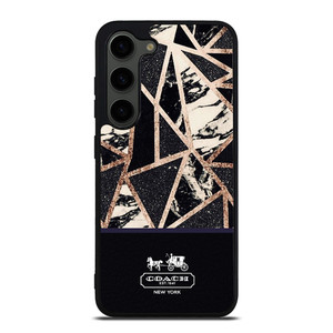 COACH NEW YORK GOLD BLACK TEXTURE Samsung Galaxy S23 Plus Case Cover