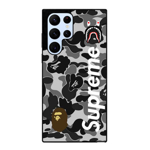 BAPE CAMO SHARK LOGO X SUPREME Samsung Galaxy S22 Ultra Case Cover