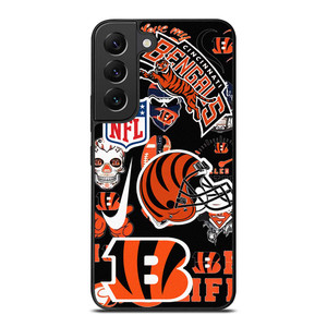 CINCINNATI BENGALS NFL STICKER BOMB Samsung Galaxy S22 Plus Case Cover
