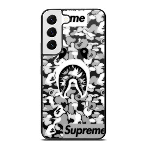 BAPE SHARK LOGO SUPREME BLACK WHITE Samsung Galaxy S22 Case Cover