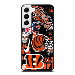 CINCINNATI BENGALS NFL STICKER BOMB Samsung Galaxy S22 Case Cover CINCINNATI BENGALS NFL STICKER BOMB Samsung Galaxy S22 Case Cover