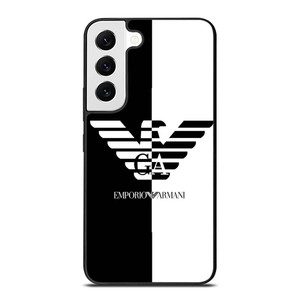EMPORIO ARMANI WHITE BLACK Samsung Galaxy S22 Case Cover EMPORIO ARMANI WHITE BLACK Samsung Galaxy S22 Case Cover
