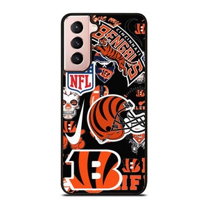CINCINNATI BENGALS NFL STICKER BOMB Samsung Galaxy S21 Case Cover CINCINNATI BENGALS NFL STICKER BOMB Samsung Galaxy S21 Case Cover