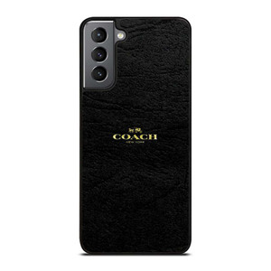 COACH NEW YORK BLACK LEATHER Samsung Galaxy S21 Plus Case Cover
