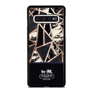COACH NEW YORK GOLD BLACK TEXTURE Samsung Galaxy S10 Case Cover COACH NEW YORK GOLD BLACK TEXTURE Samsung Galaxy S10 Case Cover