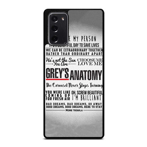 GREY'S ANATOMY QUOTES Samsung Galaxy Note 20 Case Cover GREY'S ANATOMY QUOTES Samsung Galaxy Note 20 Case Cover