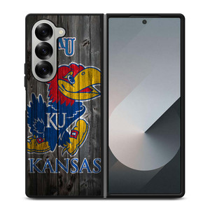 KANSAS JAYHAWKS WOODEN LOGO Samsung Galaxy Z Fold 6 Case Cover