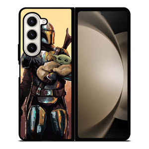 BABY YODA AND THE MANDALORIAN STAR WARS ART Samsung Galaxy Z Fold 5 Case Cover