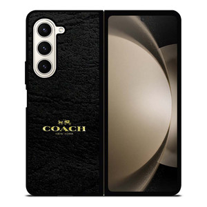 COACH LOGO TEXTURE BLACK Samsung Galaxy Z Fold 5 Case Cover