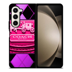 COACH NEW YORK PURPLE PINK LOGO Samsung Galaxy Z Fold 5 Case Cover
