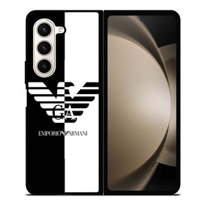 EMPORIO ARMANI WHITE BLACK Samsung Galaxy Z Fold 5 Case Cover