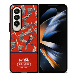 COACH NEW YORK DOG PARTY Samsung Galaxy Z Fold 4 Case Cover