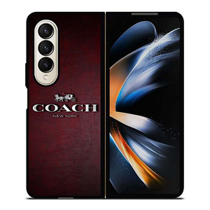 COACH NEW YORK LOGO LEATHER Samsung Galaxy Z Fold 4 Case Cover