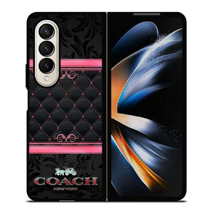 COACH NEW YORK PINK BLACK Samsung Galaxy Z Fold 4 Case Cover
