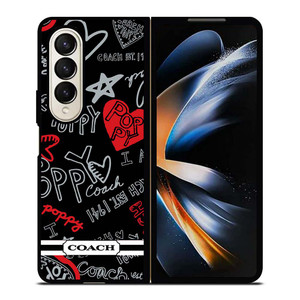COACH NEW YORK POPPY BLACK Samsung Galaxy Z Fold 4 Case Cover