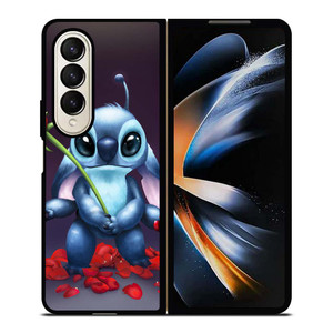 DISNEY STITCH AND ROSE FLOWER Samsung Galaxy Z Fold 4 Case Cover