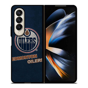 EDMONTON OILERS LOGO BLUE SUEDE Samsung Galaxy Z Fold 4 Case Cover