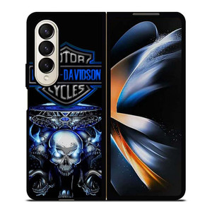 HARLEY DAVIDSON SKULL BLUE Samsung Galaxy Z Fold 4 Case Cover HARLEY DAVIDSON SKULL BLUE Samsung Galaxy Z Fold 4 Case Cover