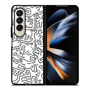 KEITH HARING BLACK WHITE Samsung Galaxy Z Fold 4 Case Cover