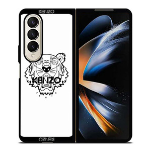 KENZO PARIS BORDERED LOGO WHITE Samsung Galaxy Z Fold 4 Case Cover