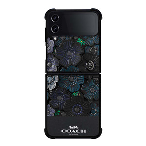 COACH NEW YORK BLACK TEA ROSE Samsung Galaxy Z Flip 4 Case Cover