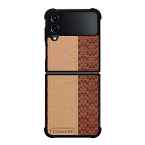 COACH NEW YORK BROWN LEATHER Samsung Galaxy Z Flip 4 Case Cover