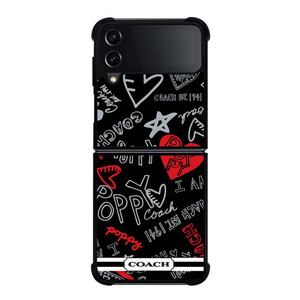 COACH NEW YORK POPPY BLACK Samsung Galaxy Z Flip 4 Case Cover