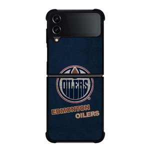 EDMONTON OILERS LOGO BLUE SUEDE Samsung Galaxy Z Flip 4 Case Cover