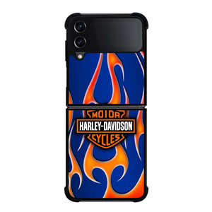 HARLEY DAVIDSON BLUE FLAME LOGO Samsung Galaxy Z Flip 4 Case Cover HARLEY DAVIDSON BLUE FLAME LOGO Samsung Galaxy Z Flip 4 Case Cover