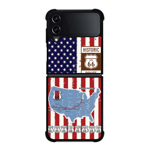 HISTORICAL ROUTE 66 USA FLAG Samsung Galaxy Z Flip 4 Case Cover