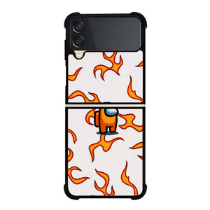 AMONG US ORANGE FLAMES Samsung Galaxy Z Flip 3 Case Cover AMONG US ORANGE FLAMES Samsung Galaxy Z Flip 3 Case Cover