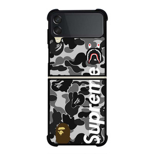 BAPE CAMO SHARK LOGO X SUPREME Samsung Galaxy Z Flip 3 Case Cover