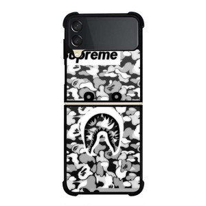 BAPE SHARK LOGO SUPREME BLACK WHITE Samsung Galaxy Z Flip 3 Case Cover BAPE SHARK LOGO SUPREME BLACK WHITE Samsung Galaxy Z Flip 3 Case Cover
