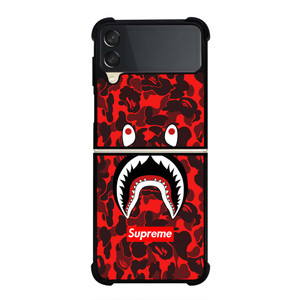 BAPE SHARK SUPREME CAMO RED Samsung Galaxy Z Flip 3 Case Cover