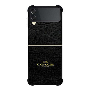 COACH LOGO TEXTURE BLACK Samsung Galaxy Z Flip 3 Case Cover
