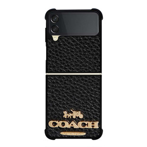 COACH NEW YORK BLACK LEATHER 2 Samsung Galaxy Z Flip 3 Case Cover