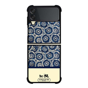COACH NEW YORK BLUE FLORAL BATIK Samsung Galaxy Z Flip 3 Case Cover