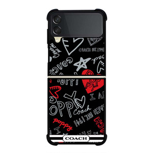 COACH NEW YORK POPPY BLACK Samsung Galaxy Z Flip 3 Case Cover COACH NEW YORK POPPY BLACK Samsung Galaxy Z Flip 3 Case Cover