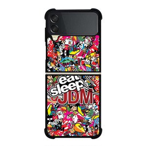 EAT SLEEP JDM STICKERS Samsung Galaxy Z Flip 3 Case Cover EAT SLEEP JDM STICKERS Samsung Galaxy Z Flip 3 Case Cover
