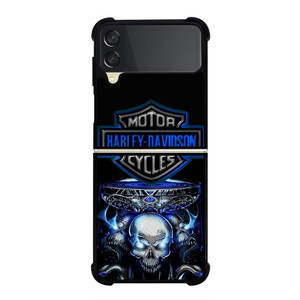 HARLEY DAVIDSON SKULL BLUE Samsung Galaxy Z Flip 3 Case Cover HARLEY DAVIDSON SKULL BLUE Samsung Galaxy Z Flip 3 Case Cover